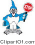 Vector Illustration of a Cartoon Blue Jay Mascot Holding a Stop Sign by Mascot Junction
