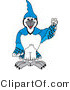 Vector Illustration of a Cartoon Blue Jay Mascot Holding a Tooth by Mascot Junction