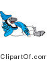 Vector Illustration of a Cartoon Blue Jay Mascot Reclined by Mascot Junction