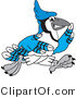 Vector Illustration of a Cartoon Blue Jay Mascot Running by Mascot Junction