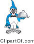 Vector Illustration of a Cartoon Blue Jay Mascot Serving Food by Mascot Junction