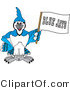Vector Illustration of a Cartoon Blue Jay Mascot Waving a Banner by Mascot Junction