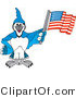 Vector Illustration of a Cartoon Blue Jay Mascot Waving an American Flag by Mascot Junction
