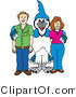 Vector Illustration of a Cartoon Blue Jay Mascot with Teachers or Parents by Mascot Junction