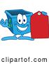 Vector Illustration of a Cartoon Blue Recycle Bin Mascot Holding a Sales Tag by Mascot Junction