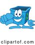 Vector Illustration of a Cartoon Blue Recycle Bin Mascot Pointing Outwards by Mascot Junction