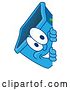 Vector Illustration of a Cartoon Blue Recycle Bin Mascot Smiling Around a Sign by Mascot Junction