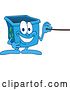 Vector Illustration of a Cartoon Blue Recycle Bin Mascot Using a Pointer Stick by Mascot Junction