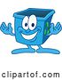 Vector Illustration of a Cartoon Blue Recycle Bin Mascot Welcoming by Mascot Junction