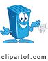 Vector Illustration of a Cartoon Blue Rolling Trash Can Bin Mascot Holding a Napkin by Toons4Biz