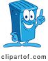Vector Illustration of a Cartoon Blue Rolling Trash Can Bin Mascot Holding up a Finger by Toons4Biz