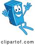 Vector Illustration of a Cartoon Blue Rolling Trash Can Bin Mascot Jumping by Mascot Junction