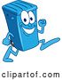 Vector Illustration of a Cartoon Blue Rolling Trash Can Bin Mascot Running by Mascot Junction