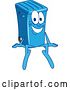 Vector Illustration of a Cartoon Blue Rolling Trash Can Bin Mascot Sitting by Toons4Biz