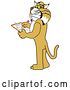 Vector Illustration of a Cartoon Bobcat Mascot Completing a to Do List, Symbolizing Dependability by Mascot Junction
