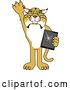 Vector Illustration of a Cartoon Bobcat Mascot Confessing to Breaking a Tablet, Symbolizing Integrity by Mascot Junction