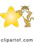 Vector Illustration of a Cartoon Bobcat Mascot Leaning Against a Gold Star, Symbolizing Excellence by Mascot Junction
