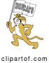 Vector Illustration of a Cartoon Bobcat Mascot Running with a Team Flag, Symbolizing Pride by Mascot Junction