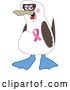 Vector Illustration of a Cartoon Boobie Bird Breast Cancer Awareness Mascot by Mascot Junction