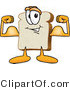 Vector Illustration of a Cartoon Bread Mascot Flexing His Strong Bicep Arm Muscles by Mascot Junction