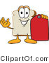 Vector Illustration of a Cartoon Bread Mascot Holding out a Red Clearance Sales Price Tag by Mascot Junction
