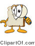 Vector Illustration of a Cartoon Bread Mascot Peering Through a Magnifying Glass by Mascot Junction