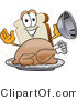 Vector Illustration of a Cartoon Bread Mascot Serving a Cooked Turkey on a Platter by Mascot Junction