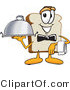 Vector Illustration of a Cartoon Bread Mascot Serving a Dinner Platter While Waiting Tables by Mascot Junction