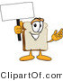Vector Illustration of a Cartoon Bread Mascot Waving a Blank White Advertising Sign by Mascot Junction