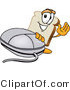 Vector Illustration of a Cartoon Bread Mascot Waving and Standing by a Computer Mouse by Mascot Junction
