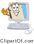 Vector Illustration of a Cartoon Bread Mascot Waving from Inside a Computer Screen by Mascot Junction