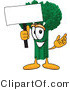 Vector Illustration of a Cartoon Broccoli Mascot Holding a Blank White Sign by Mascot Junction