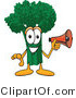 Vector Illustration of a Cartoon Broccoli Mascot Holding a Bullhorn Megaphone by Mascot Junction