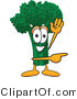 Vector Illustration of a Cartoon Broccoli Mascot Waving and Pointing by Mascot Junction