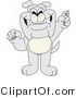 Vector Illustration of a Cartoon Bulldog Mascot Holding One Finger up by Mascot Junction