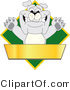 Vector Illustration of a Cartoon Bulldog Mascot over a Green Diamond Above a Blank Gold Banner by Mascot Junction