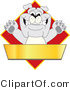 Vector Illustration of a Cartoon Bulldog Mascot over a Red Diamond Above a Blank Gold Banner by Mascot Junction