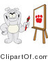 Vector Illustration of a Cartoon Bulldog Mascot Painting a Paw Print in Art Class by Toons4Biz