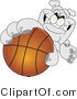 Vector Illustration of a Cartoon Bulldog Mascot Reaching up and Grabbing a Basketball by Mascot Junction