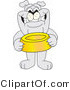 Vector Illustration of a Cartoon Bulldog Mascot Standing and Holding a Dish by Toons4Biz