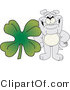 Vector Illustration of a Cartoon Bulldog Mascot with a Four Leaf Clover by Mascot Junction