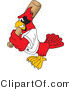 Vector Illustration of a Cartoon Cardinal Mascot Batting by Mascot Junction