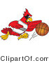 Vector Illustration of a Cartoon Cardinal Mascot Playing Basketball by Mascot Junction