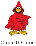 Vector Illustration of a Cartoon Cardinal Mascot Pointing Outwards by Mascot Junction