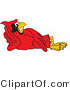 Vector Illustration of a Cartoon Cardinal Mascot Reclined by Mascot Junction