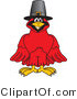 Vector Illustration of a Cartoon Cardinal Mascot Wearing a Pilgrim Hat by Toons4Biz