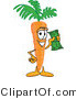 Vector Illustration of a Cartoon Carrot Mascot Holding up a Dollar Bill by Mascot Junction