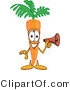 Vector Illustration of a Cartoon Carrot Mascot Preparing to Make an Announcement with a Megaphone Bullhorn by Mascot Junction