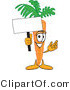 Vector Illustration of a Cartoon Carrot Mascot Waving a Blank White Advertisement Sign by Mascot Junction