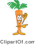 Vector Illustration of a Cartoon Carrot Mascot Waving and Pointing to the Right by Mascot Junction